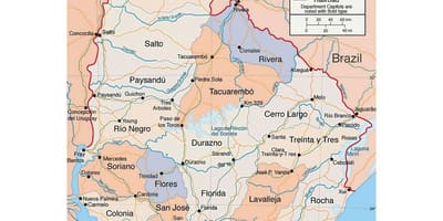 Karte von Uruguay mit citie